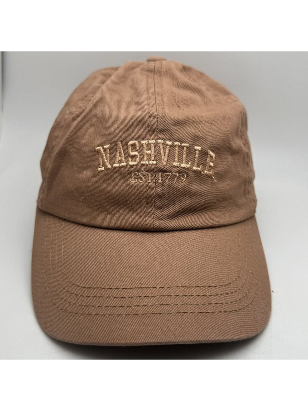 Nashville EST 1779 Dad Hat Baseball Cap Embroidered One Size Brown Cotton